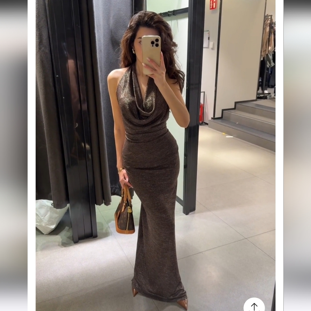 Zara Open Back Metalic Thread Dress - Picture 5 of 12